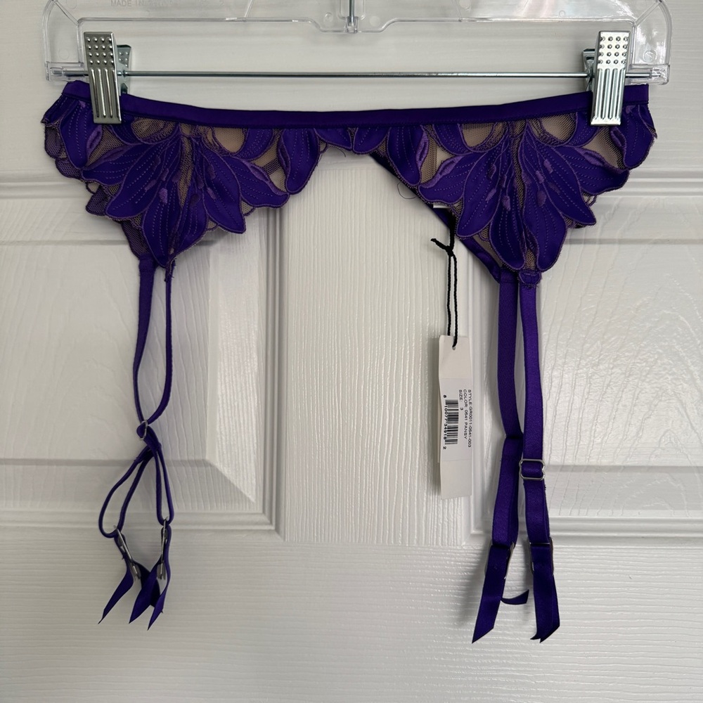 FLEUR DU MAL | lily embroidery garter belt 3/M pansy